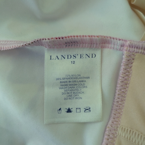 Lands End Tankini Halter Top Women's 12 Pink/Yellow Floral Mesh Accent Bra 111 - Picture 6 of 9